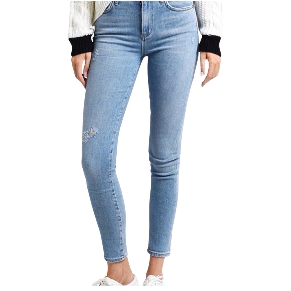 Agolde Sophie Ankle Jeans Slim Leg Light Wash Distressed Denim Sz 25